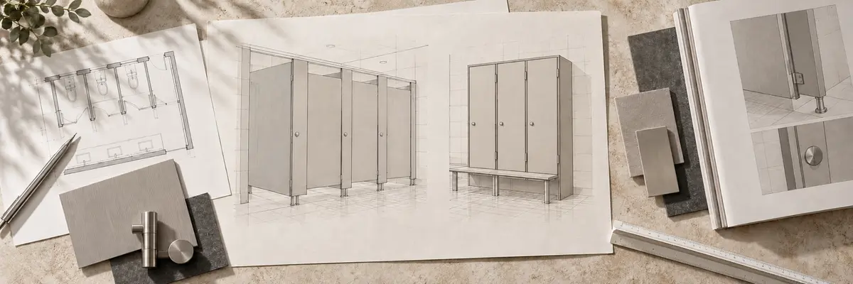Kompakt laminat kabin ve dolap çizimleri, teknik dokümanlar ve malzeme örnekleri