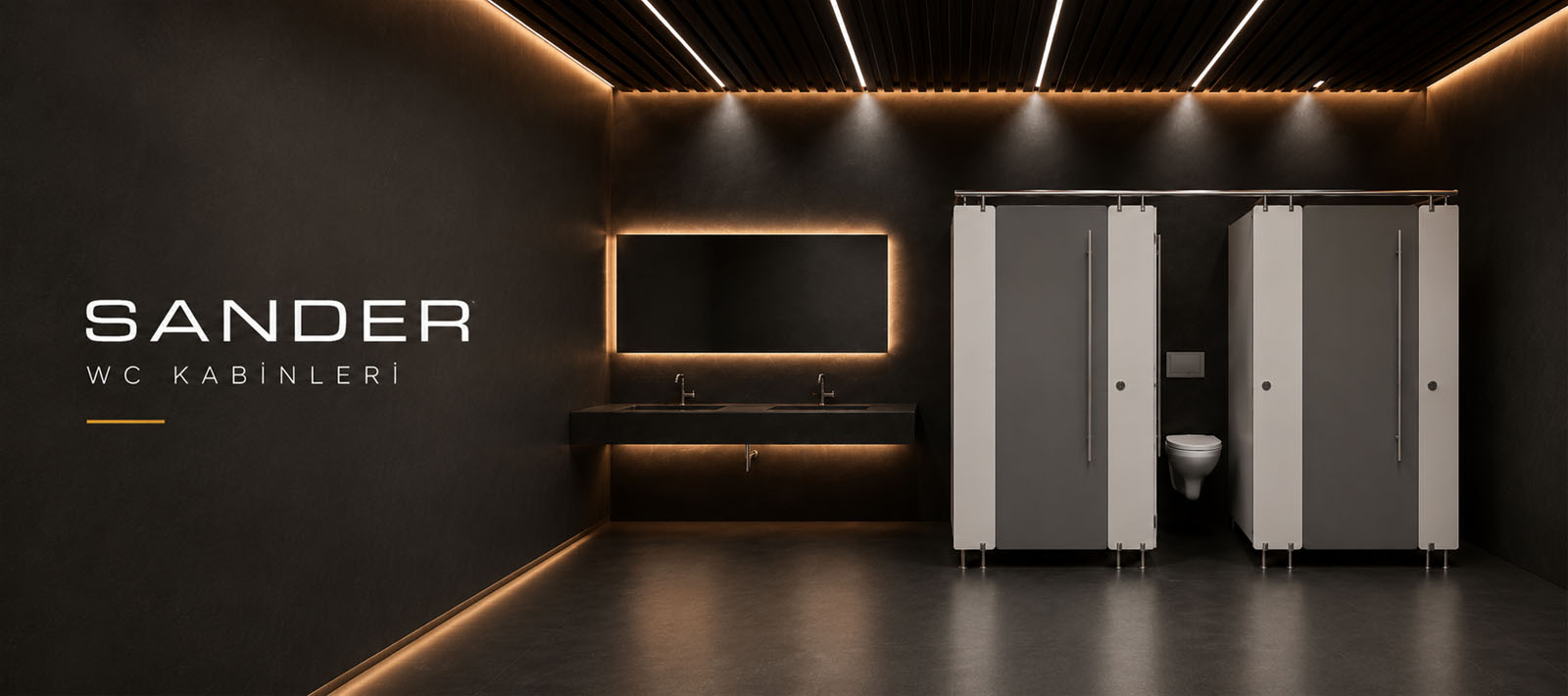 SANDER kompakt laminat WC kabin ve lavabo tezgahı uygulaması
